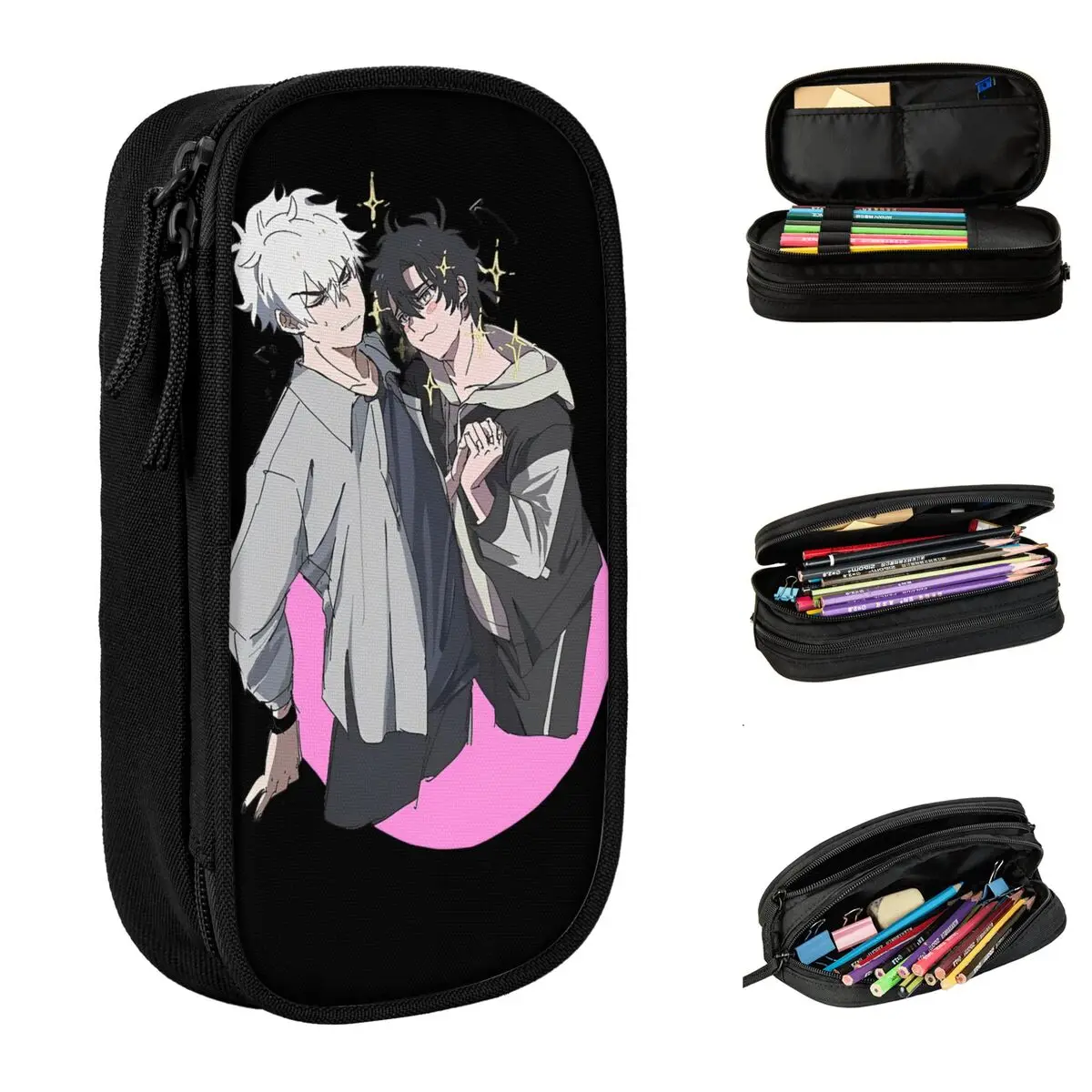 Lien créatif clic étuis à crayons Anime pochette à crayons stylo pour étudiant grand sac de rangement étudiants cadeaux scolaires papeterie