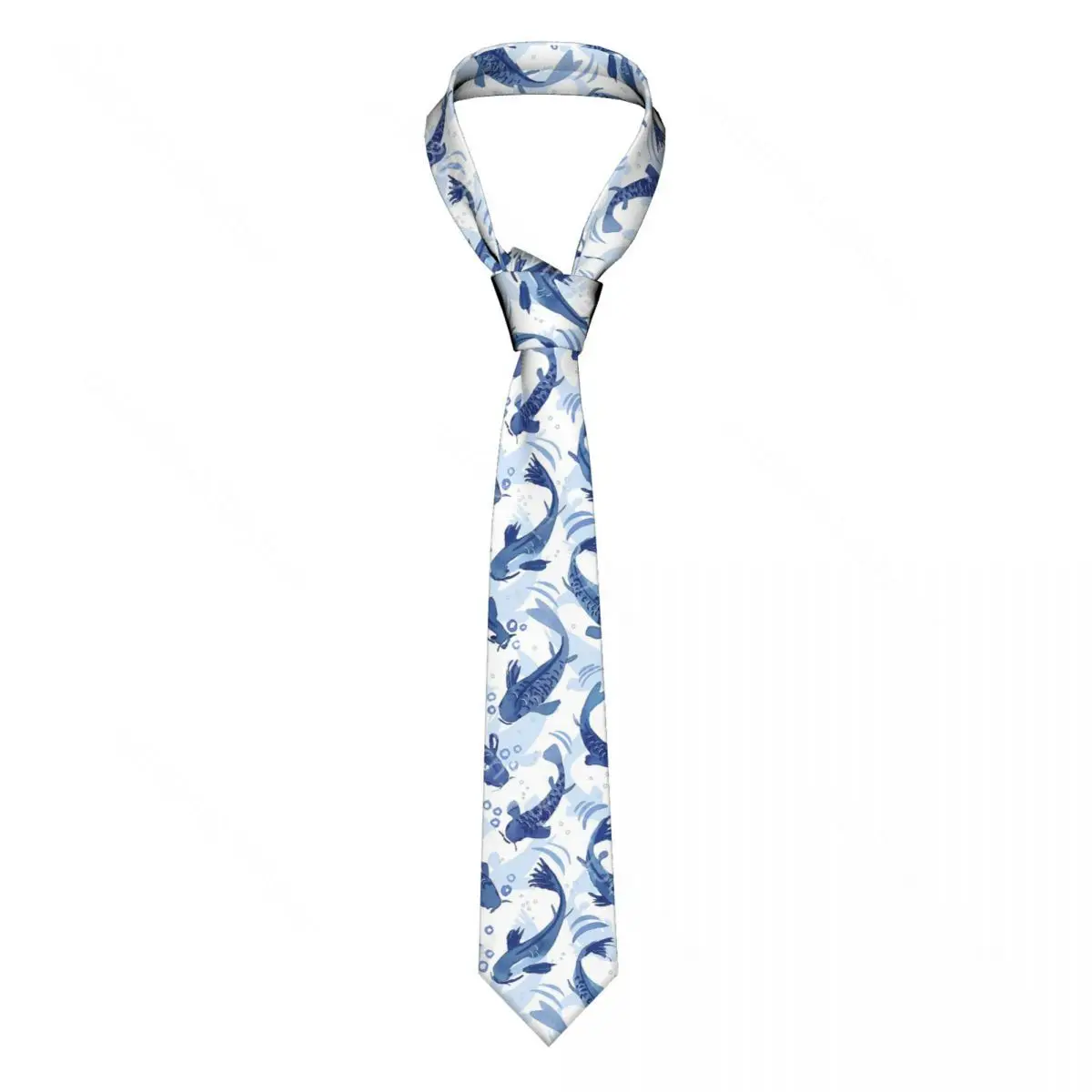 Koi Fish Dance Men Neckties Slim Polyester 8 cm Classic Blue Delft Neck Tie for Men Suits  Wedding Accessories Office