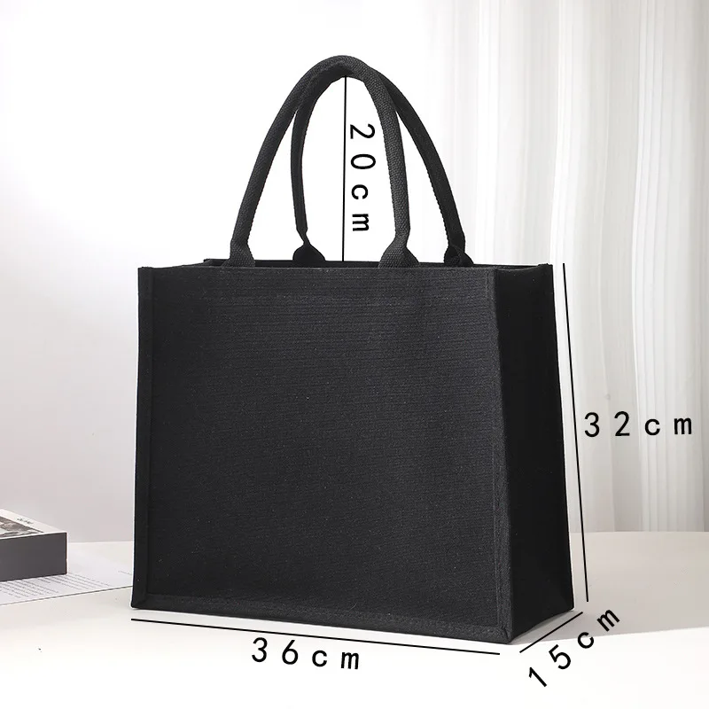 Canvas bag ins high-end three-dimensional tote  black tote large capacity storage bag