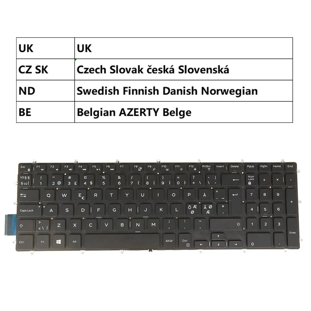 

Keyboard for Dell Inspiron 3790 3793 5570 5575 5770 5775, 15 Gaming 7577 15- 5565 5567 5583 Nordic Czech Slovak Belgian UK