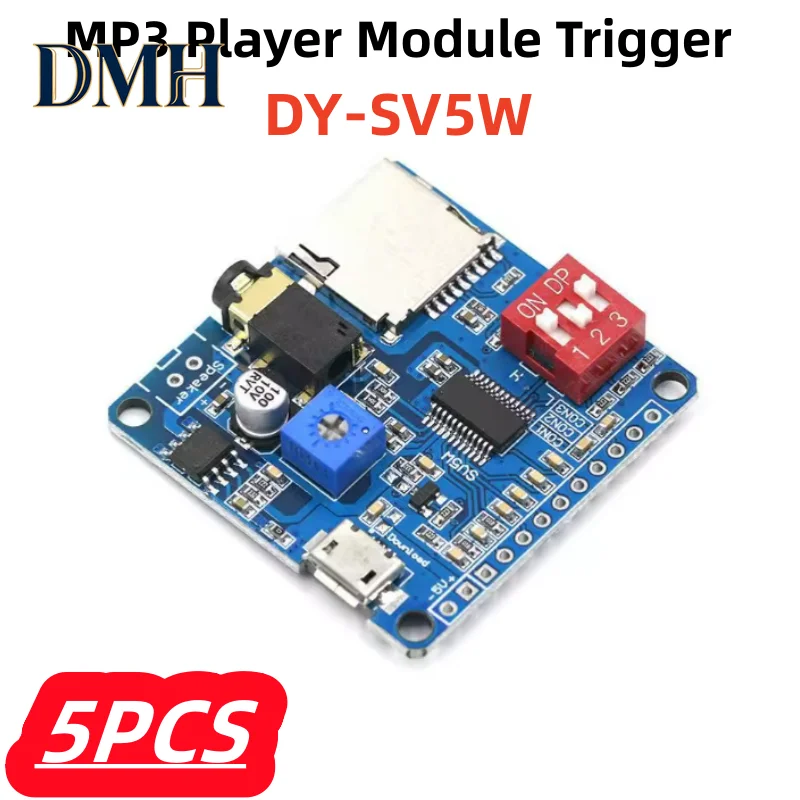 

5 шт./лот, 100% новый модуль MP3-плеера Mini DY-SV5W, плата управления аудио и воспроизведения голоса через последовательный порт