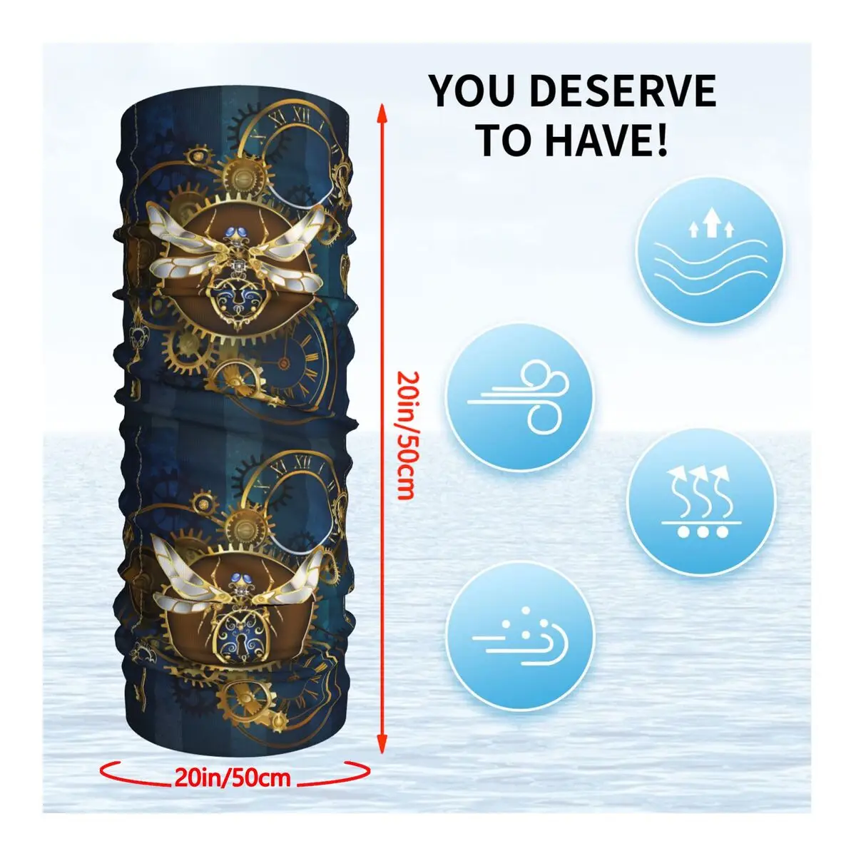 Mechanical Insect On Blue Bandana Neck White Scarf Multi-use Headwear Fishing Unisex Adult Winter