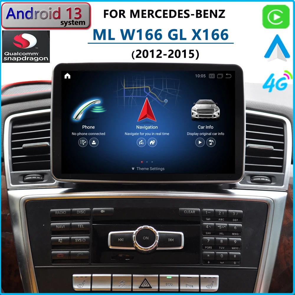 

Android 13 Qualcomm для Mercedes Benz ML W166 GL X166 GL500 CarPlay автомобильное радио GPS навигация 2015 мультимедийный плеер HD экран