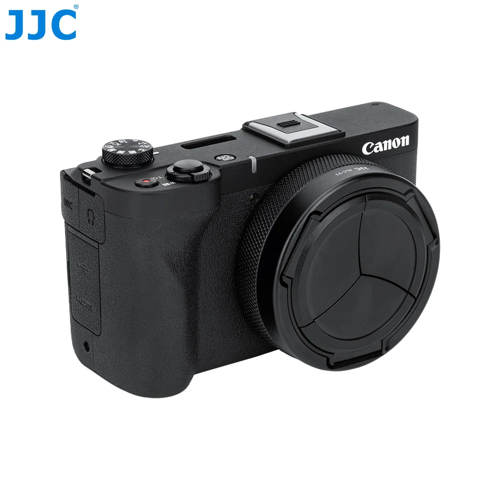 JJC Auto Lens Cap Cover for Canon PowerShot V1 Vlog Camera Rotation for Open Close Anti-Scratch Anti-Lost Dust-Proof Lens Cap