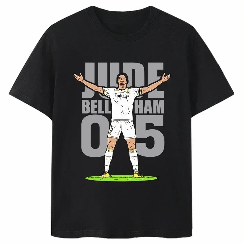 Bellingham Celebrates Action LOGO Cotton Teen Boy Children T-shirt Real Madrid Fans Clothes Summer Casual Sport Kid Tee Top