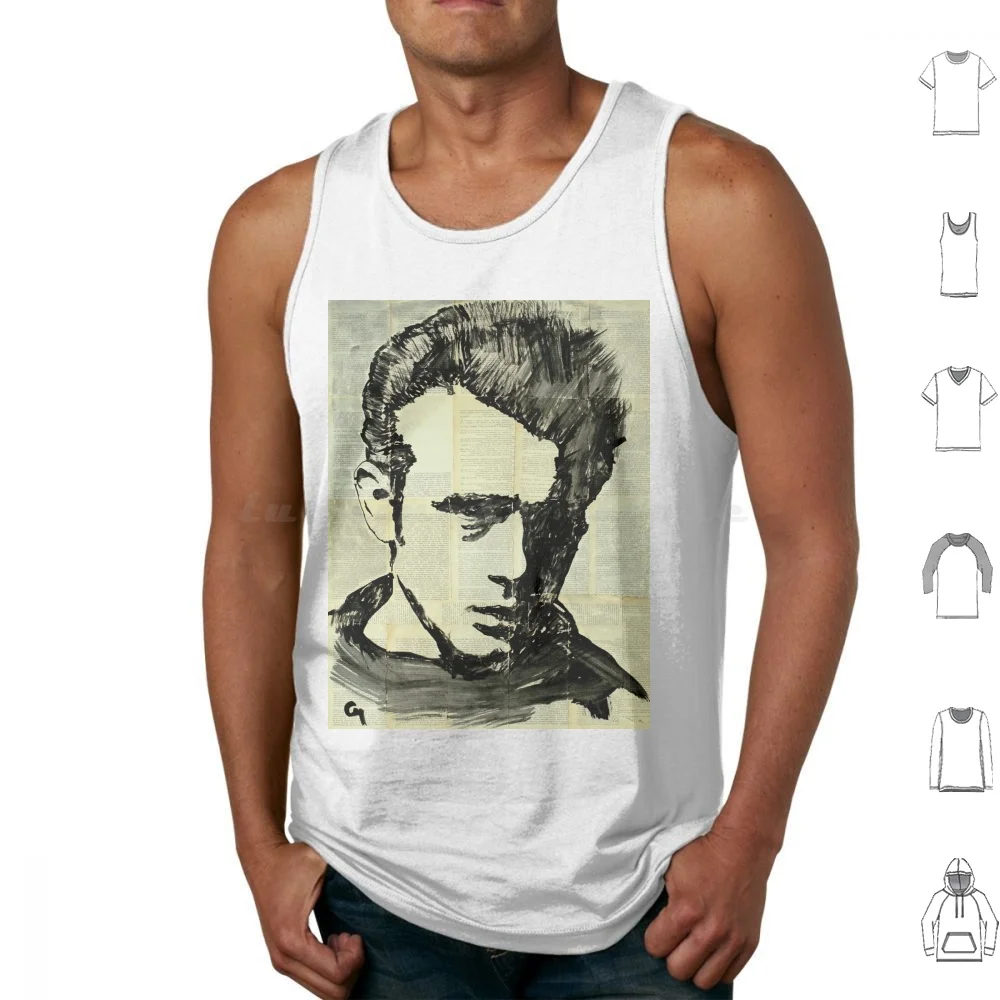 James Dean Tank Tops Print Cotton James Dean Rebel Without A Cause Vintage Book Pages Book Page Art Cinema