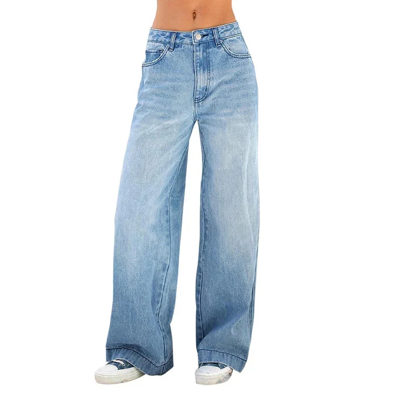 2023 High Waist Loose Women Straight Jeans Street Casual Wide Leg Denim Pants Female Four Seasons Comfortable Commuter Trousers