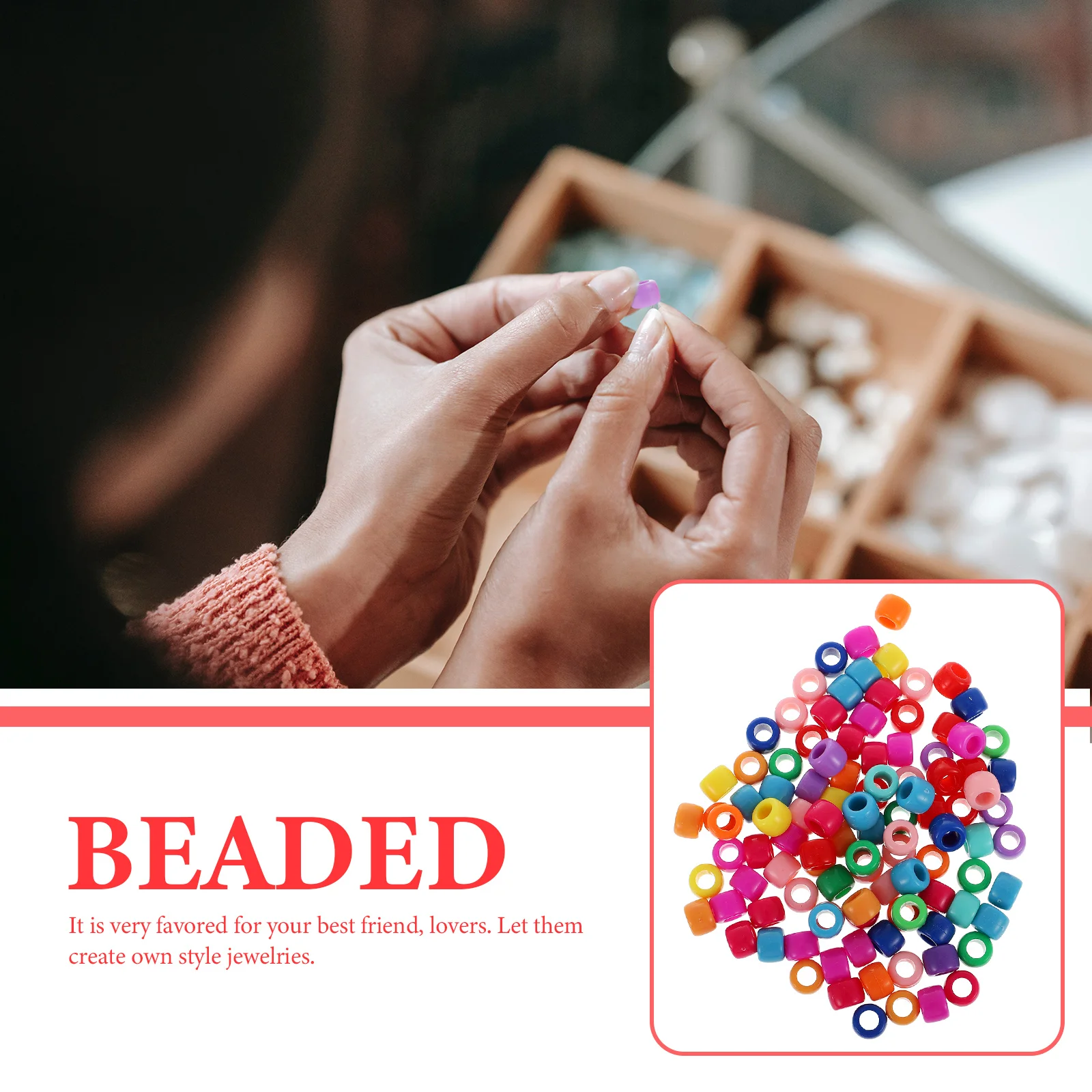 

500pcs Bucket Loose For Jewelry Making Colorful Bracelet Earrings Diy Craft Beads Set Assorted Spacer Durable Beads For Diy