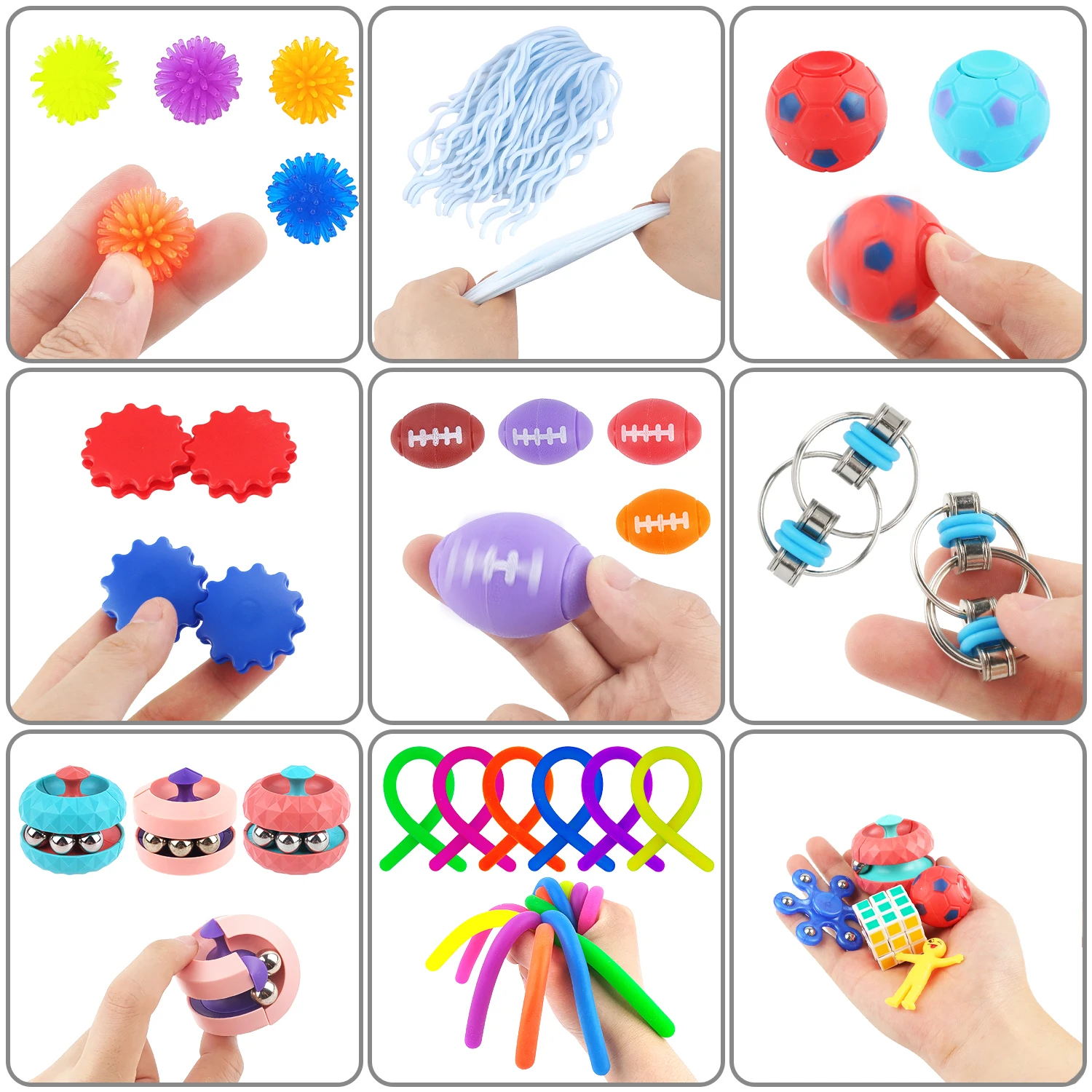 Set di giocattoli antistress da 25 pezzi, piccoli giocattoli regalo per feste, giocattoli per spremere e sfiare