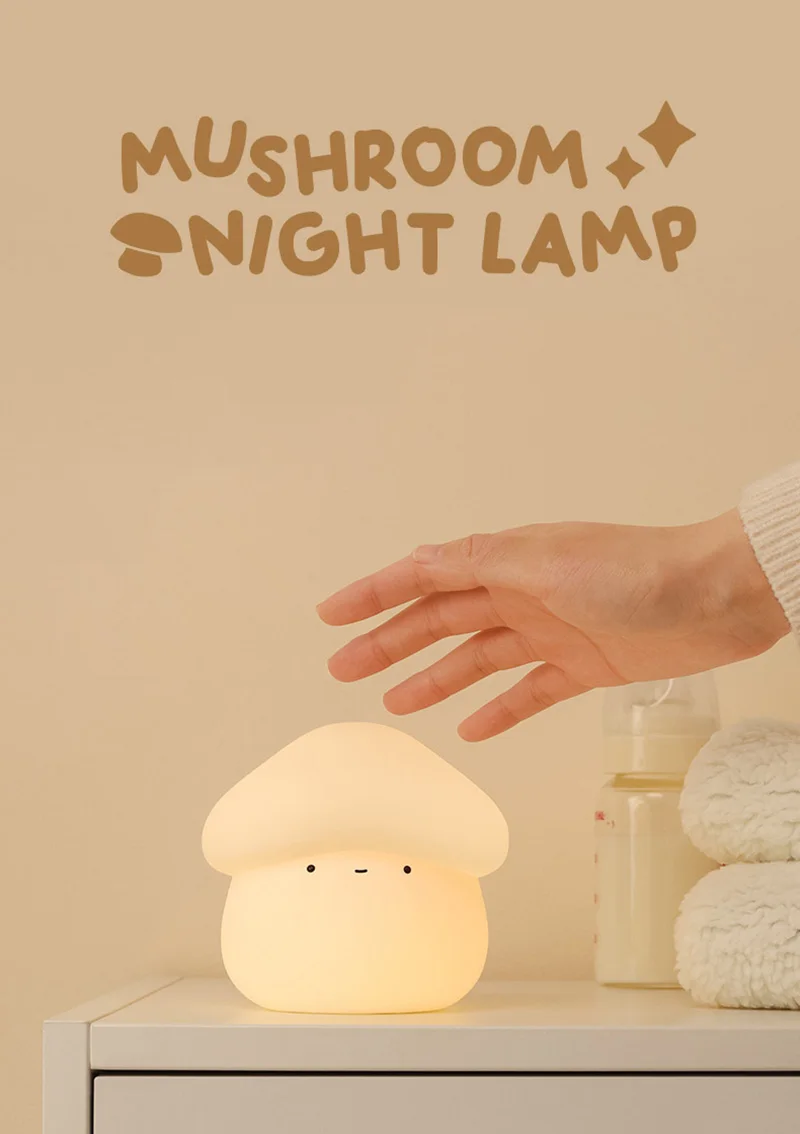 Night Lamp for Kids Mushroom Silicone Night Light Dimmable Timer USB Charging Light Room Decor Children Bedroom Dropshipping