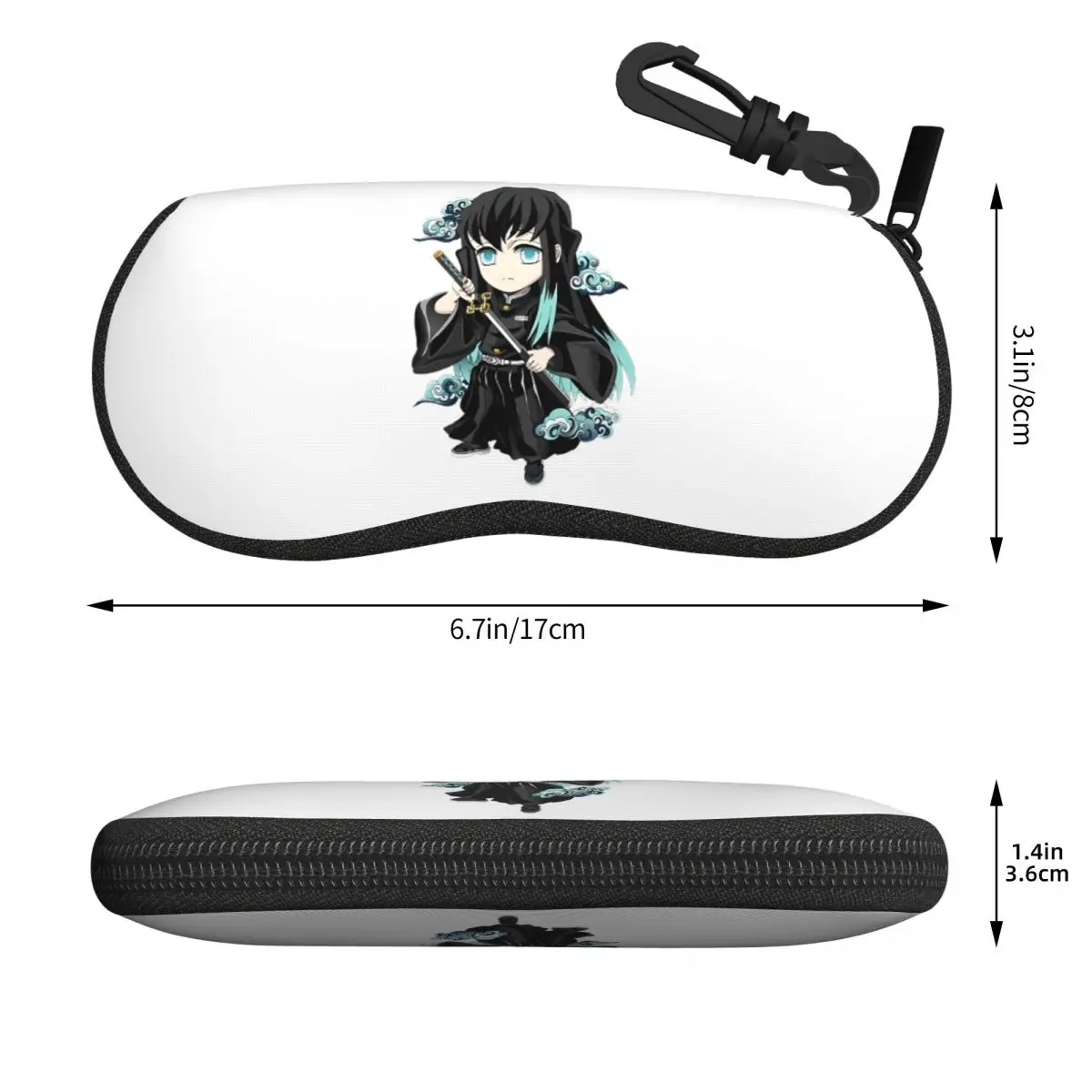 Chibi Mist Pillar Muichiro Tokito Shell gafas caso Protector gafas de sol caja mujeres hombres suave gafas bolsa bolsa