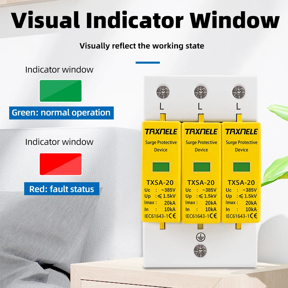 AC SPD 1P 2P 3P 4P 20KA 40KA 60KA 385V House Lightning Surge Protector Protective  Low-voltage Arrester Device 10KA 30KA