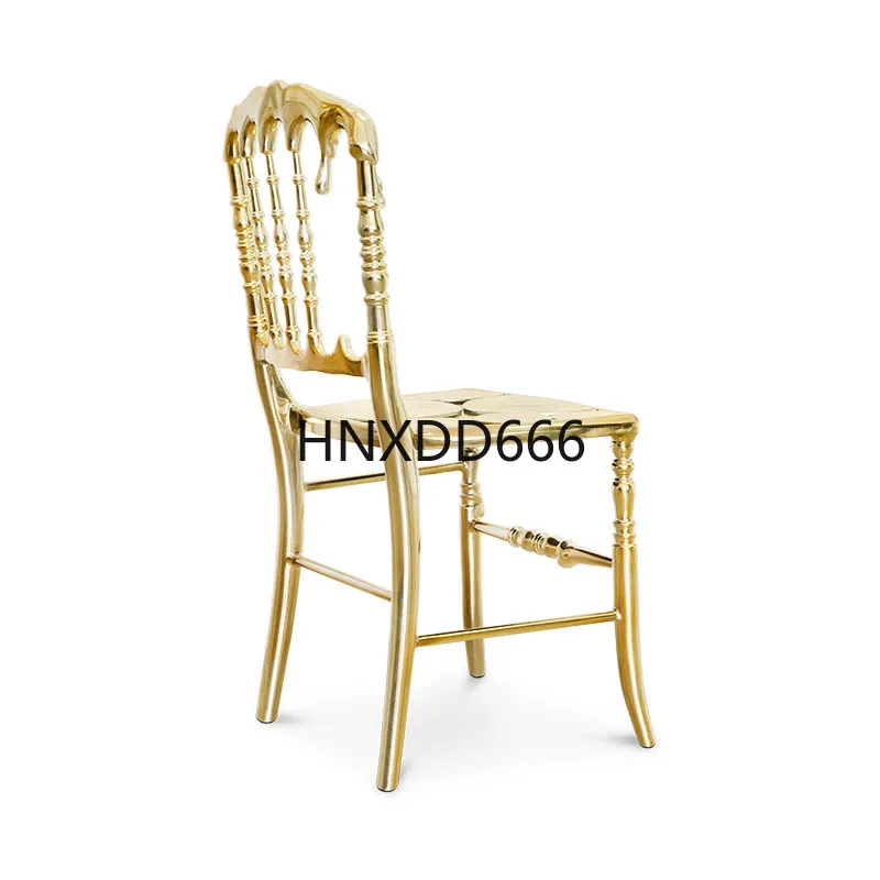 

Italian light luxury back chair high-end art pure copper dining chair