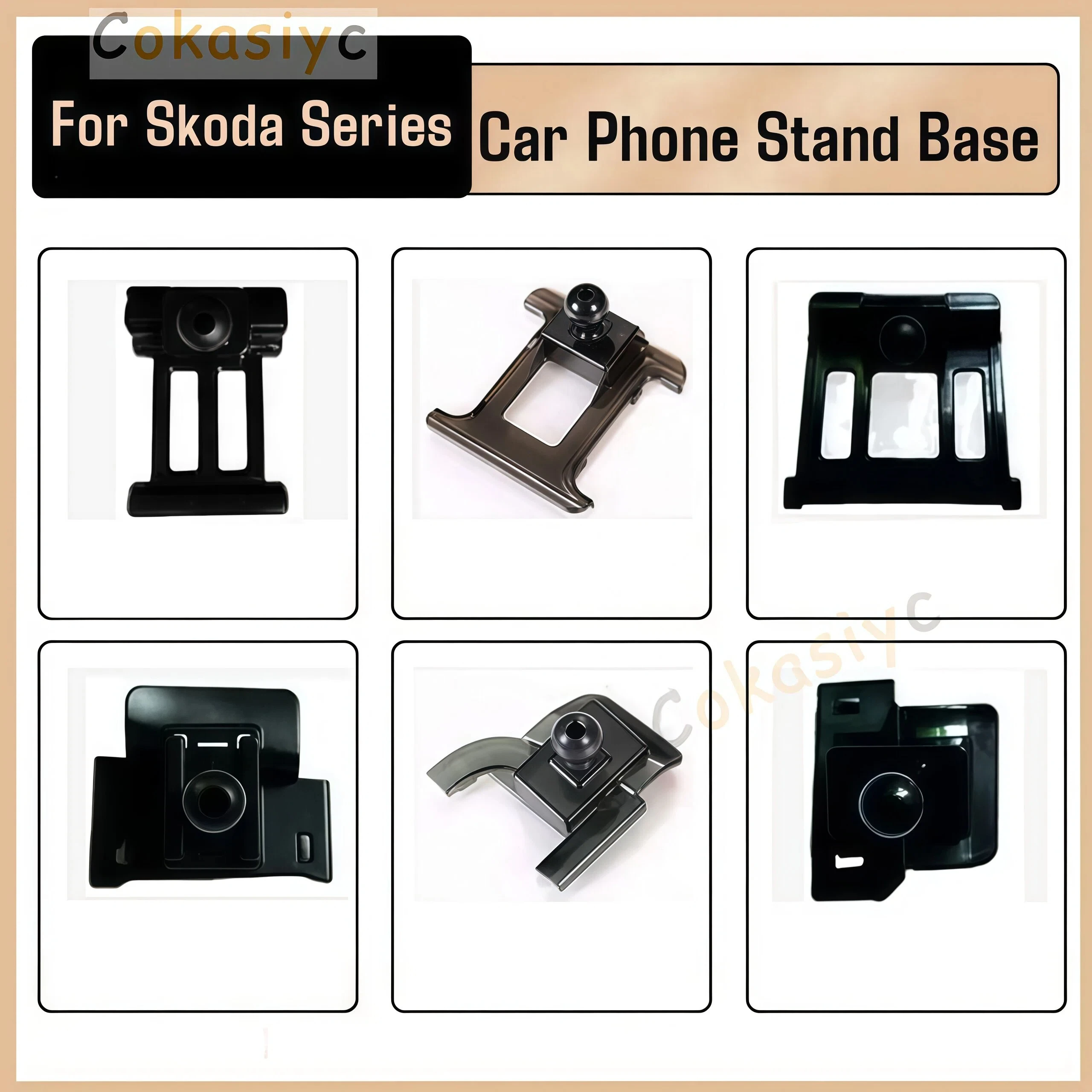 Ushilife Car Phone Holder Base Buckle For Skoda Rapid Fabia Karoq Kodiaq Octavia Kamiq Superb Without Stand Accesorios para auto
