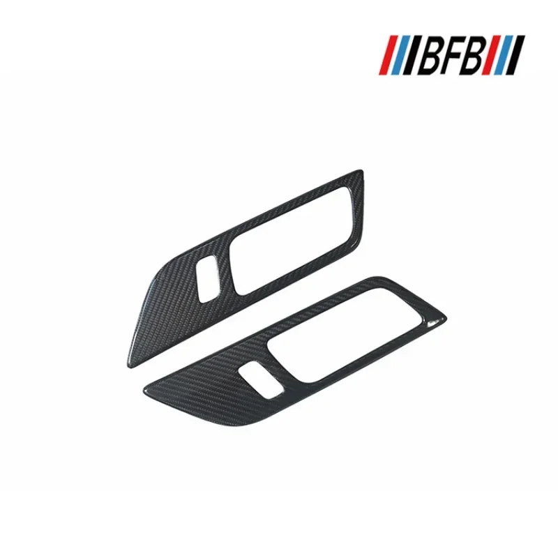 For Ford Mustang Real Dry carbon fiber 2015+ inner door left right handle panel frame lock button interior modification
