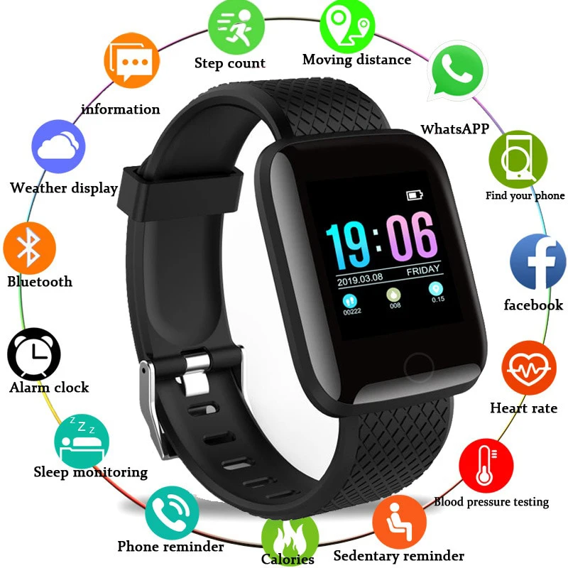 116plus Smart Watch Men Women Fitness Tracker Bracelet Sports Sleep Heart Rate Blood Pressure Monitor smartwatch For Ios Android