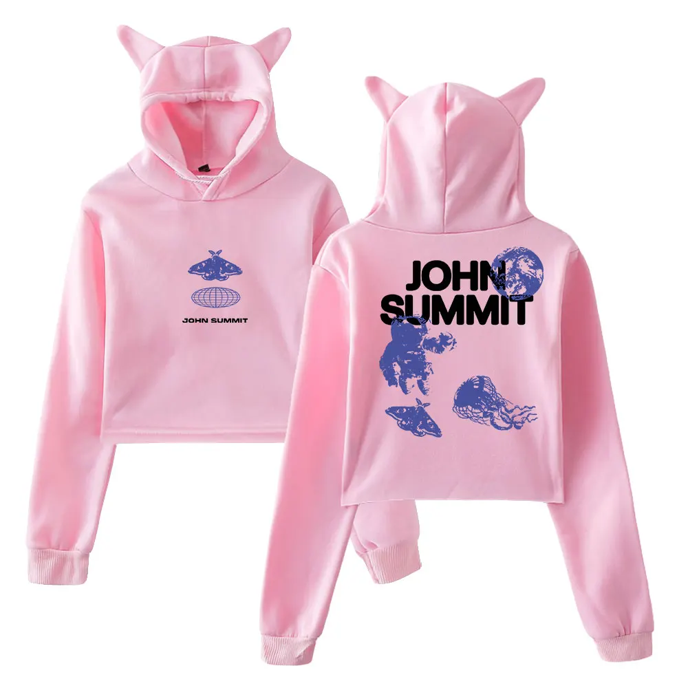 

John Summit music fans merch cat ear hoodies women Rabbit ears causal cute hoodies short Sleeve unisex sweatshirt