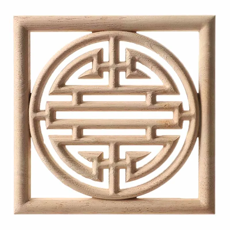 Unique Natural Wood Carved Onlay Floral Wooden Figurines Crafts Corner Appliques Frame Door Furniture Decorative Wood Carving