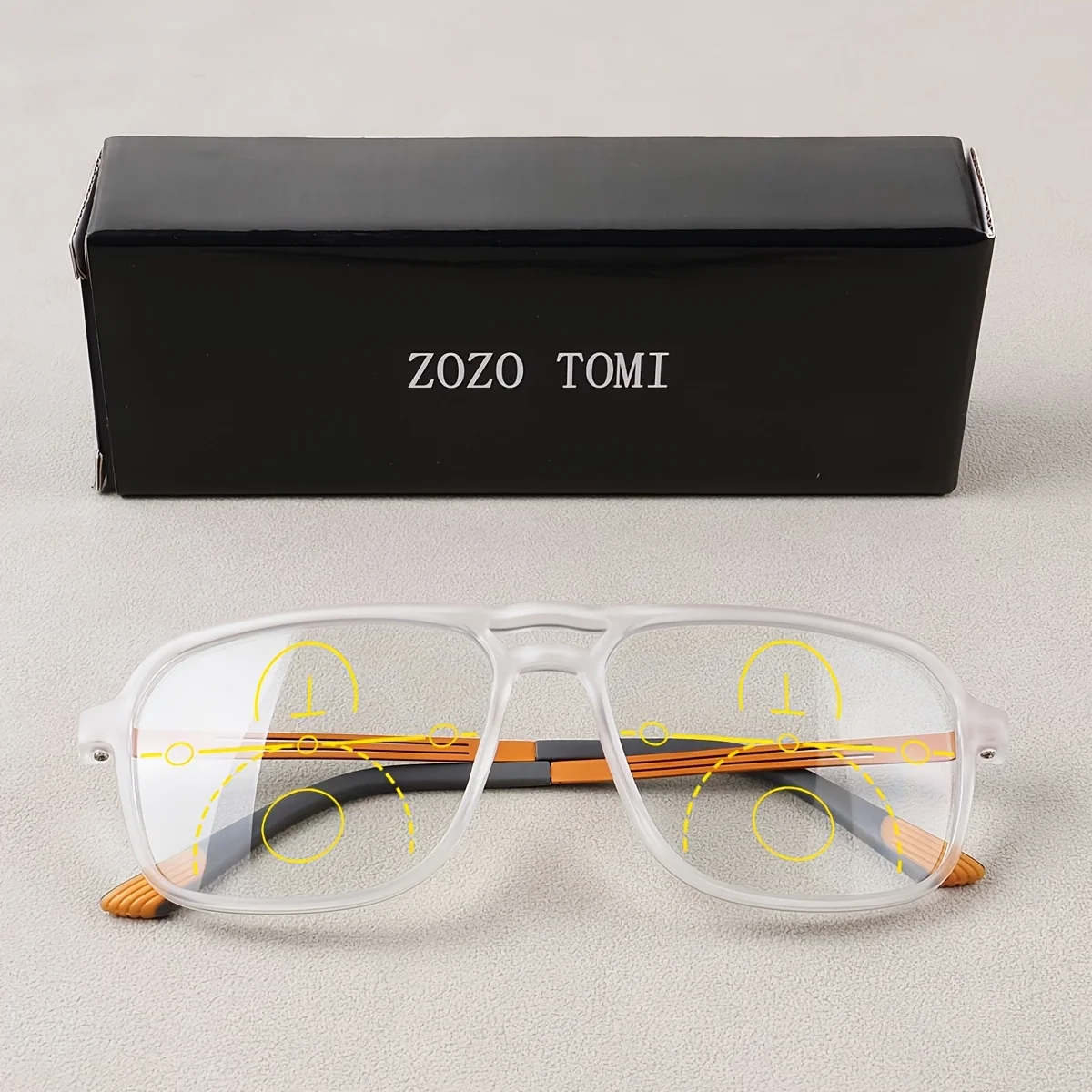 Progressive Multifokal-Lesebrille für Damen und Herren mit Klaren Gläsern, Klassischer Leichter Quadratischer Rahmen, Angenehm zu Tragen, Geschenk für Ältere