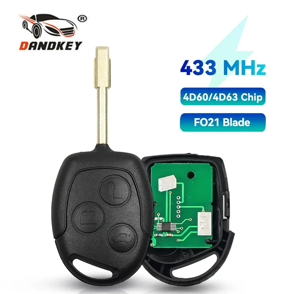 

Dandkey 3PCS Full Car Remote Key Fob 433MHz 4D60 ID63 Chip 3 Buttons For Ford Mondeo Focus Fusion Fiesta Galaxy Transit