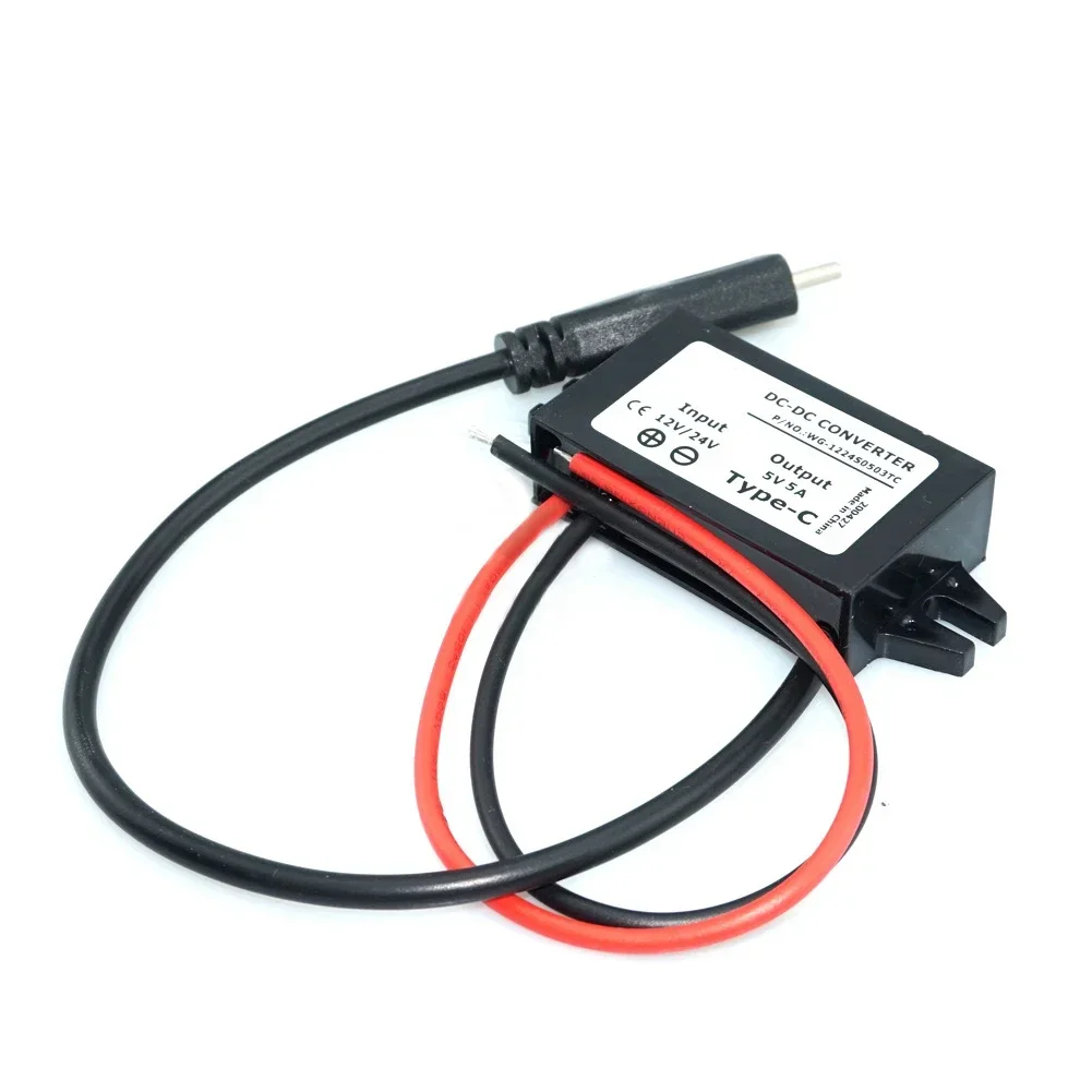 

12V/24V To 5V USB C 5A 25W DC Converter Step-down Module Power Charging Adapter Converter Output USB C Connector Protection