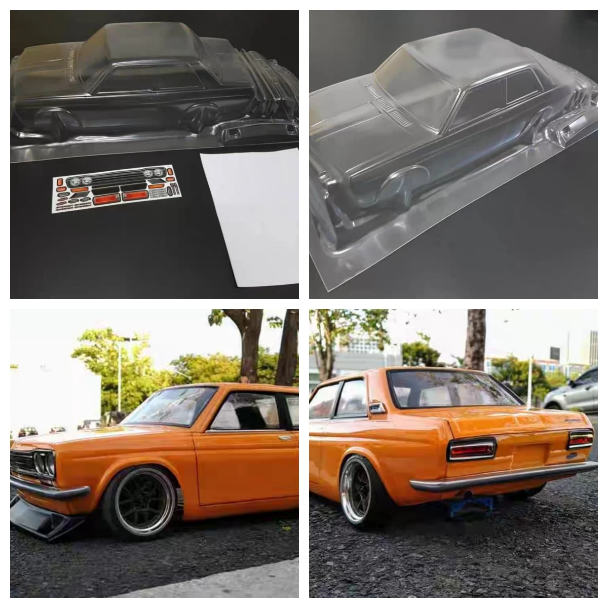 

TC115 1/10 DATSUN 510 Clear Lexan Car Body shell 190mm for On-Road Car RC Drift Chassis Tamiya TT01 TT02 Hsp Hpi Kyosho Yokomo
