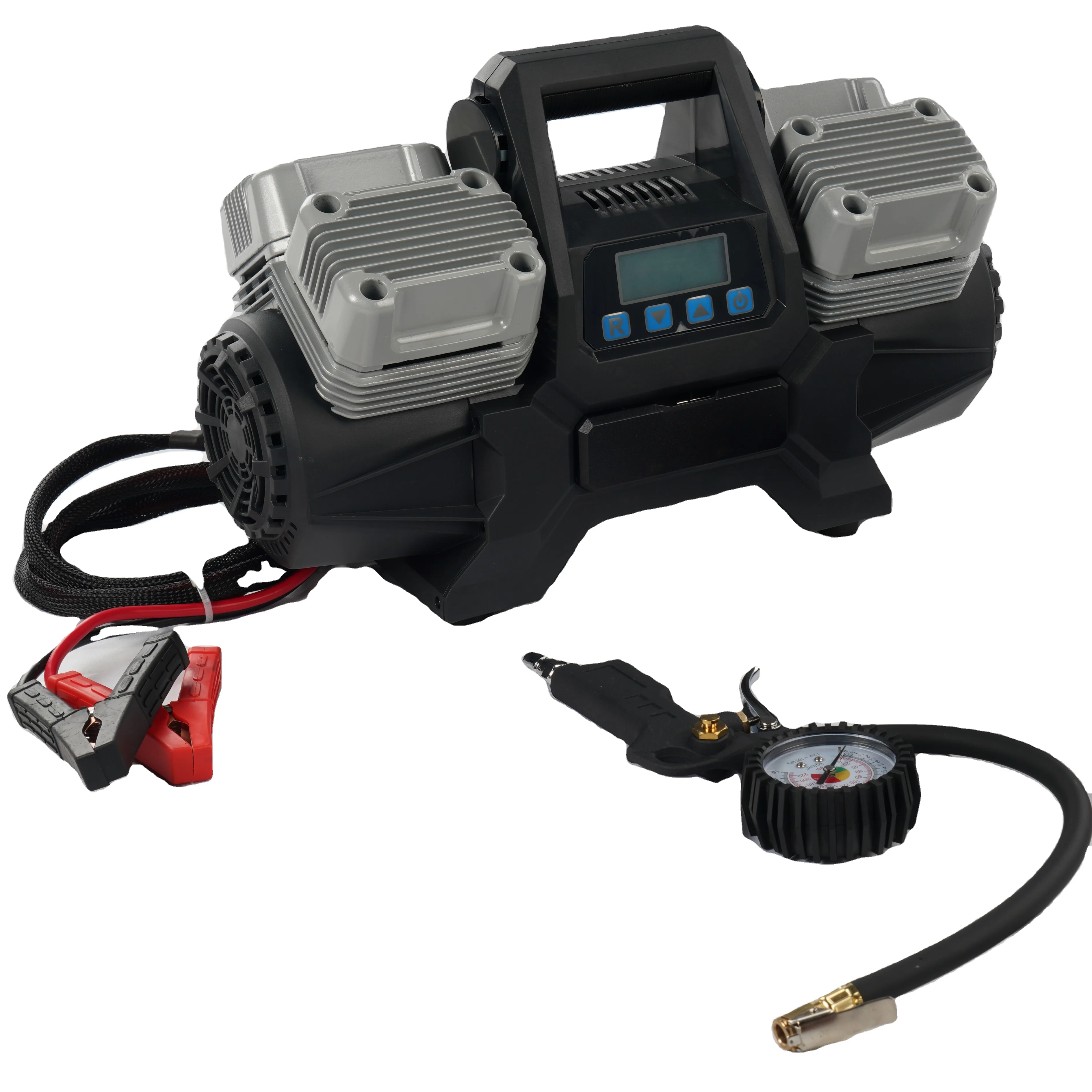 المحمولة 400L 12V 4 اسطوانة الثقيلة ضاغط الهواء المعدني مضخة إطار السيارة مع وظيفة مراقبة ضغط الإطارات