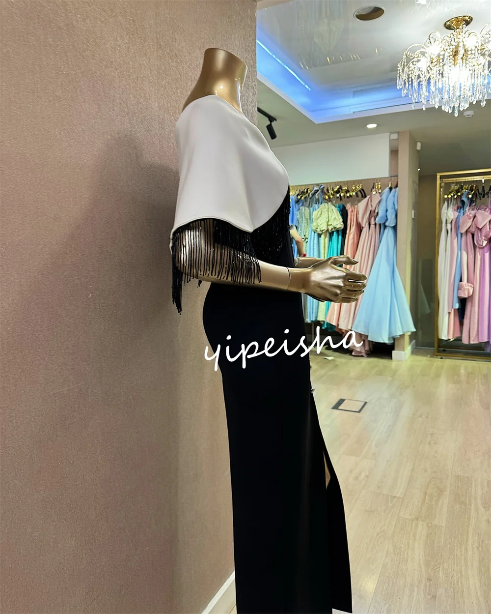 Customized Exquisite Jersey Pleat Button Straight V-neck Midi Dresses Prom Dresses Elegant Sizes Available Casual Classic Matchi