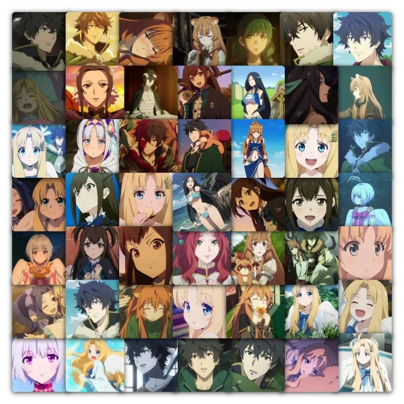 Pegatina de dibujos animados The Rising of The Shield Hero, 58 piezas, equipaje, taza de agua, papelería, teléfono móvil, Scooter, ordenador portátil, refrigerador