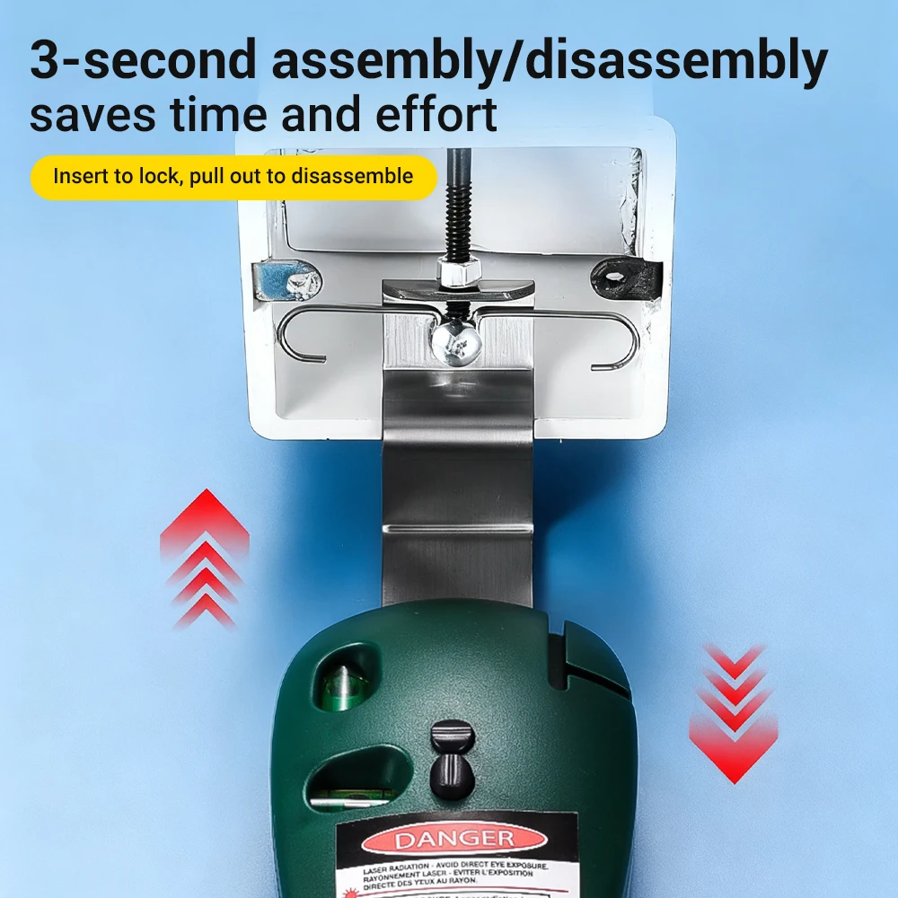 Suporte de nível de lasers giratório de 360 graus com bolha noturna fluorescente e ferramenta menos montagem na parede para fácil instalação