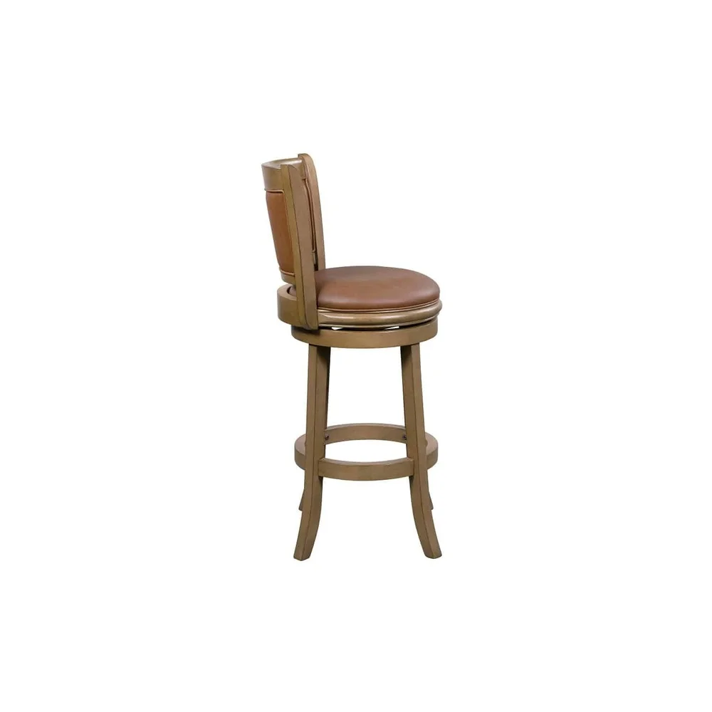 Augusta 26 Swivel Counter Stool Faux Leather and Rubberwood Kitchen Bar Stool with Footrest Contoured Back Dining Room