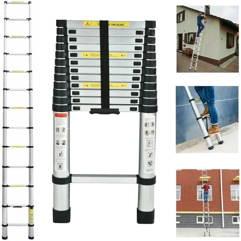 Telescoping , 16 FT Aluminum Extension Step Ladders Loft Ladder Attic Ladder Collapsible Ladders Home, Multi-Purpose Telescopic