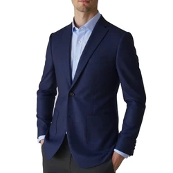 Di modo Giacca Sportiva Per Gli Uomini Giacche Giacca Masculino Su ordine Degli Uomini Giacca Blu Nailhead Su Misura Cappotto Degli Uomini del Rivestimento del Vestito Slim Fit