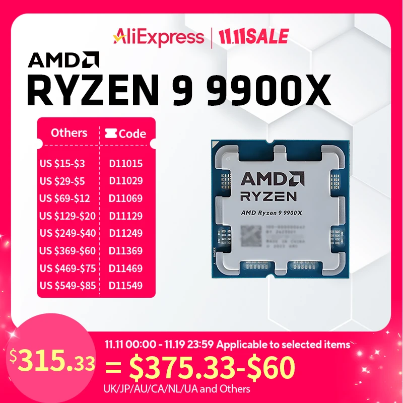 

Игровой процессор AMD Ryzen 9 9900X R9 9900X до 5,6 ГГц, 12-ядерный 24-поточный разъем AM5, настольный игровой процессор без упаковки