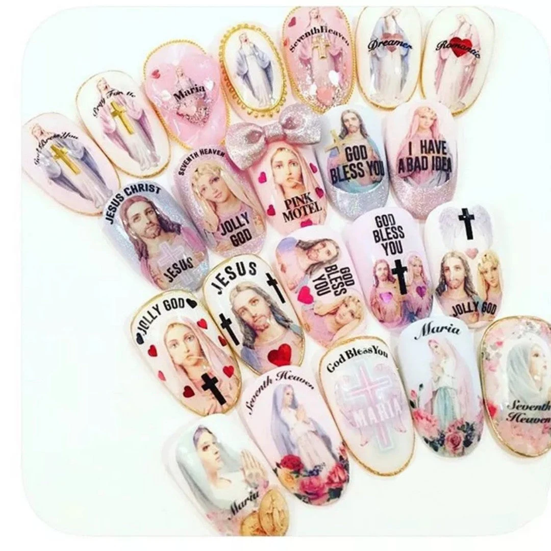 1Pc Virgin Mary Jesus Christ 3D Nail Angel Cupid Sticker Colorful Religious Series Self Adhesive Transfer Slider Decoration K169