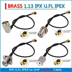 1.13 UFL U.FL to PL259 SO239 M UHF Male Female Right Angle 90 Degree Washer Nut Connector RF Jumper 1.13mm Cable