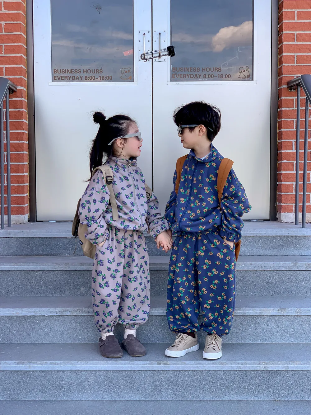 2025 Herfst Nieuwe Kinderen Lange Mouw Kleding Set Jongens Meisjes Bloemenprint Vest Jas + Broek 2 Stuks Pak Kids casual Outfits