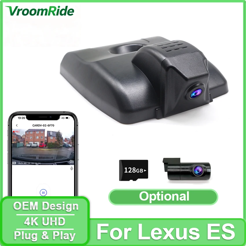 Plug and Play Car DVR 4K Dash Cam Front and Rear Camera for Lexus ES ES350 ES330 ES300 ES300h ES250 2015~2024 2025 Night Vision