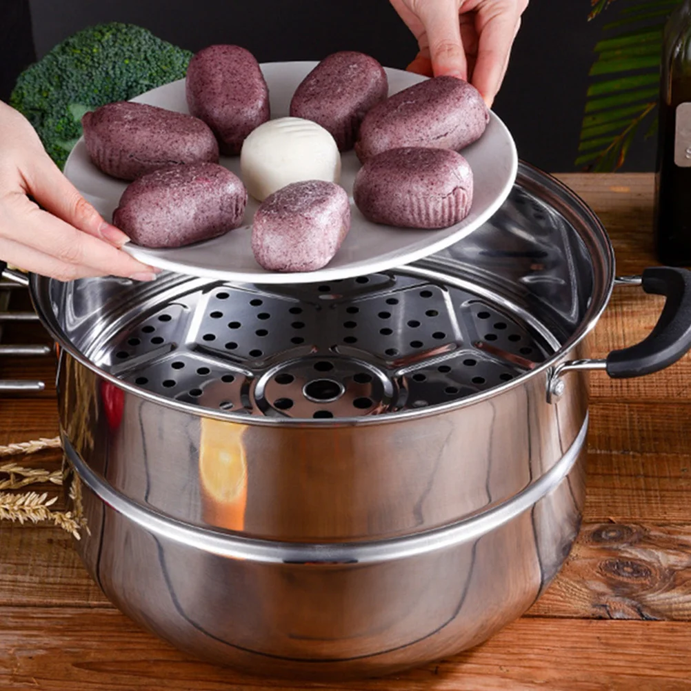 Steam Soup Pot Pan Insert Steaming Pot Stainless Steel Steamer Cookware Large Stock Kitchen Tools