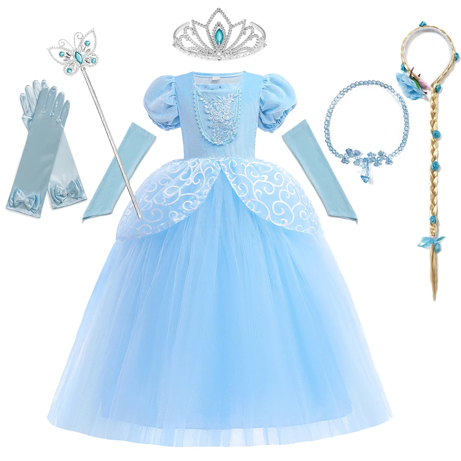 

Disney Cinderella Party Dresses For Baby Girls Princess Ball Gown Cosplay Costume Lace Dress Kids Elegant Tutu Dress Clothing