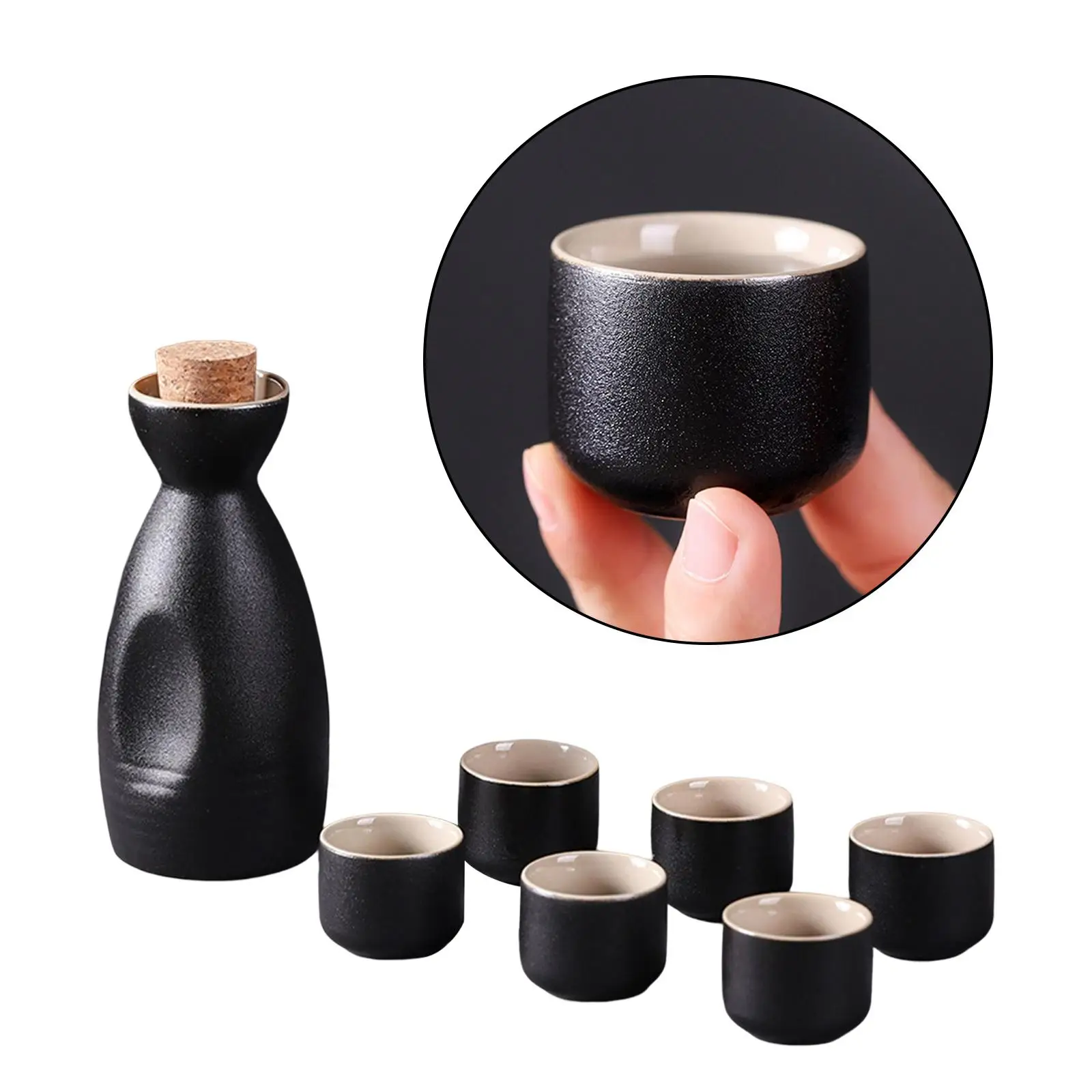 Japanese Style Ceramic Sake Pot Cups Set Decoration Drinkware Crafts Traditional for Cabinet Kitchen Tea Party Drawer Cupboard