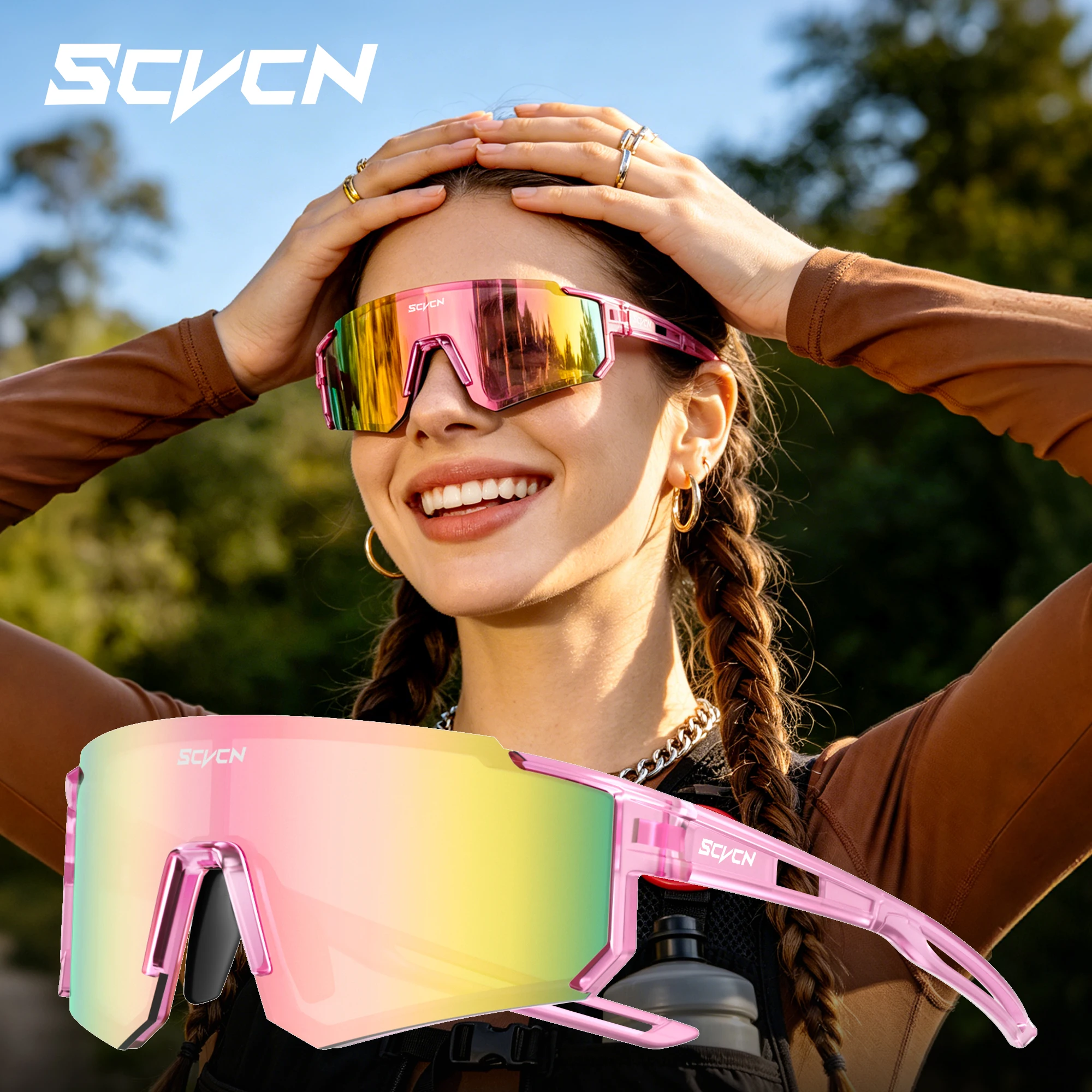 SCVCN UV400 Women Bicycle Cycling Goggles Hiking Eyewear Out