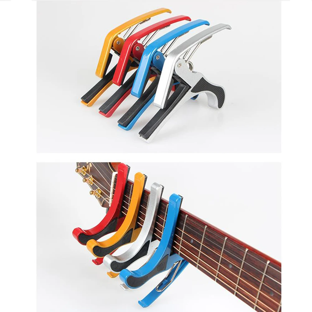 

4 PCS Capo Guitar Clamp Clamping Ukulele and Tuner for Acoustic Capos Metal Tools