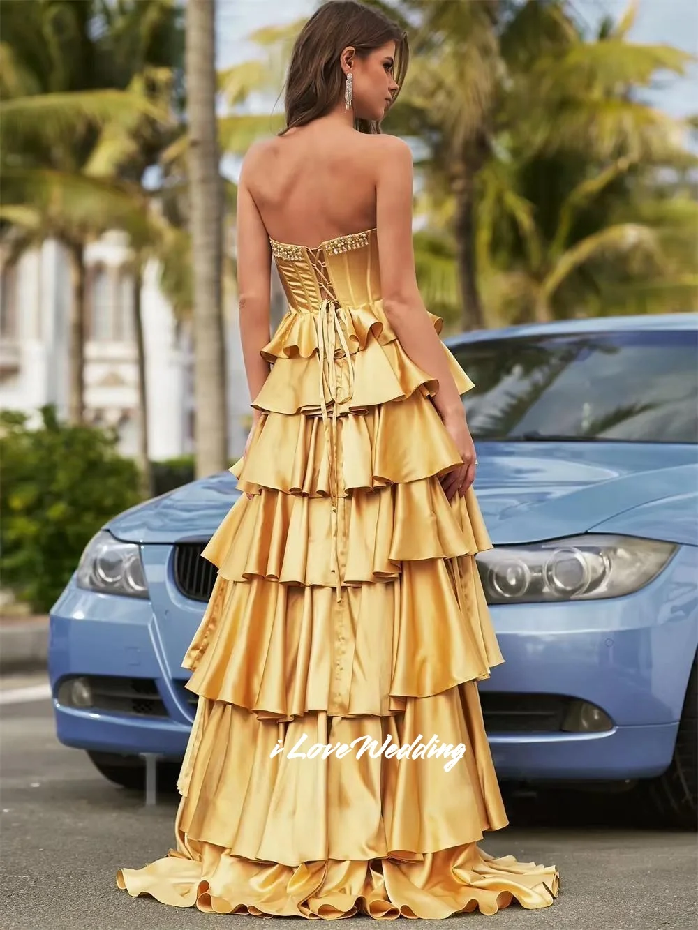 Laranja de um ombro sereia cetim sem mangas frisado vestidos de noite lado split vestidos de noche até o chão plissado personalizado