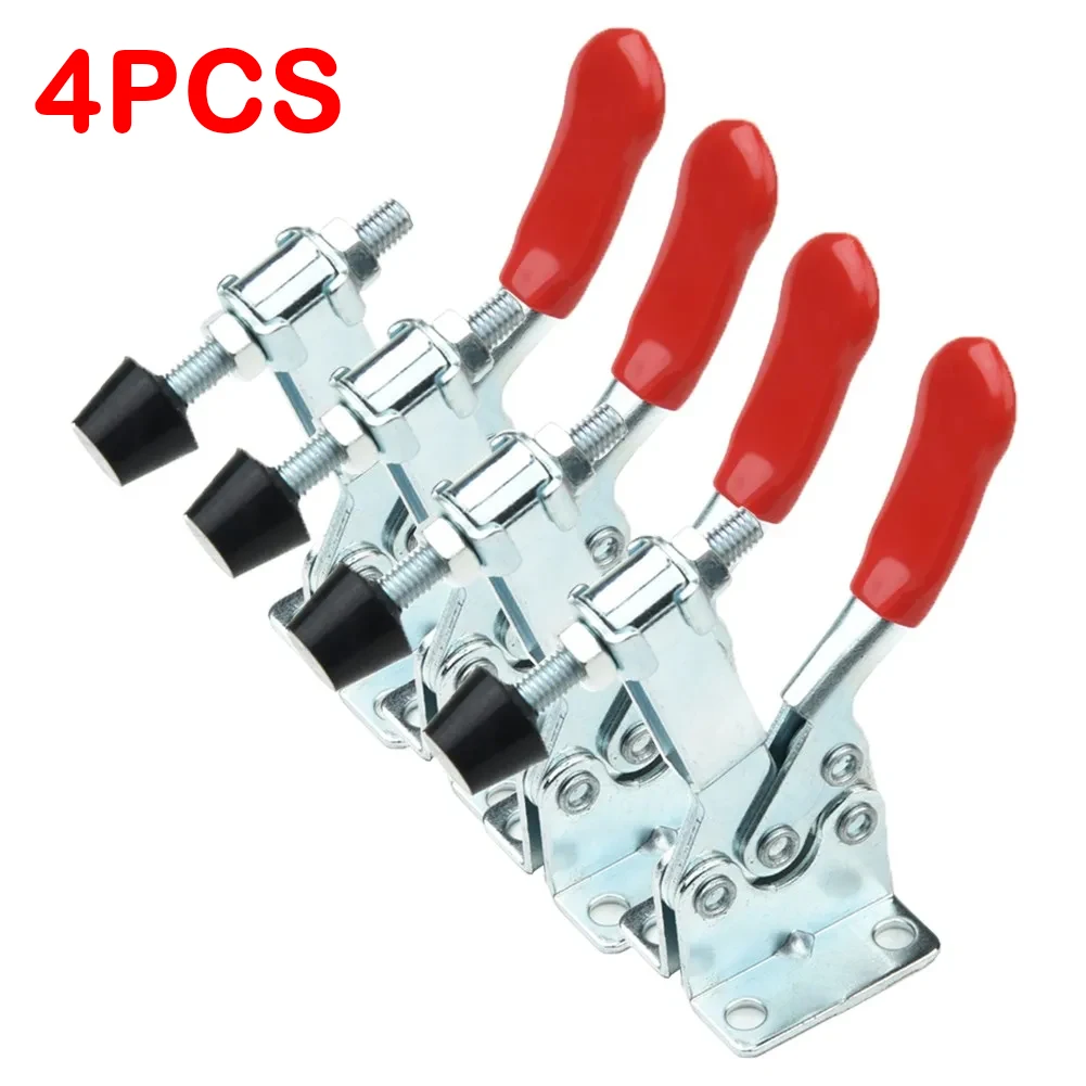 4PCS GH-201B Toggle Clamp 90kg Quick Release Horizontal Clamps Locking Lever Fastener Hand Tool Woodworking Clip Tool