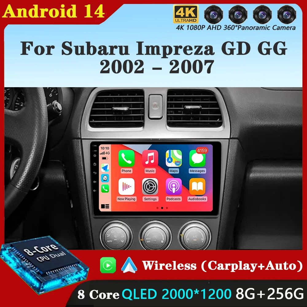 Android 14 Car Radio For Subaru Impreza GD GG 2002 - 2007 Multimedia Carplay Video Player Navigation GPS CarPlay Head Unit DVD