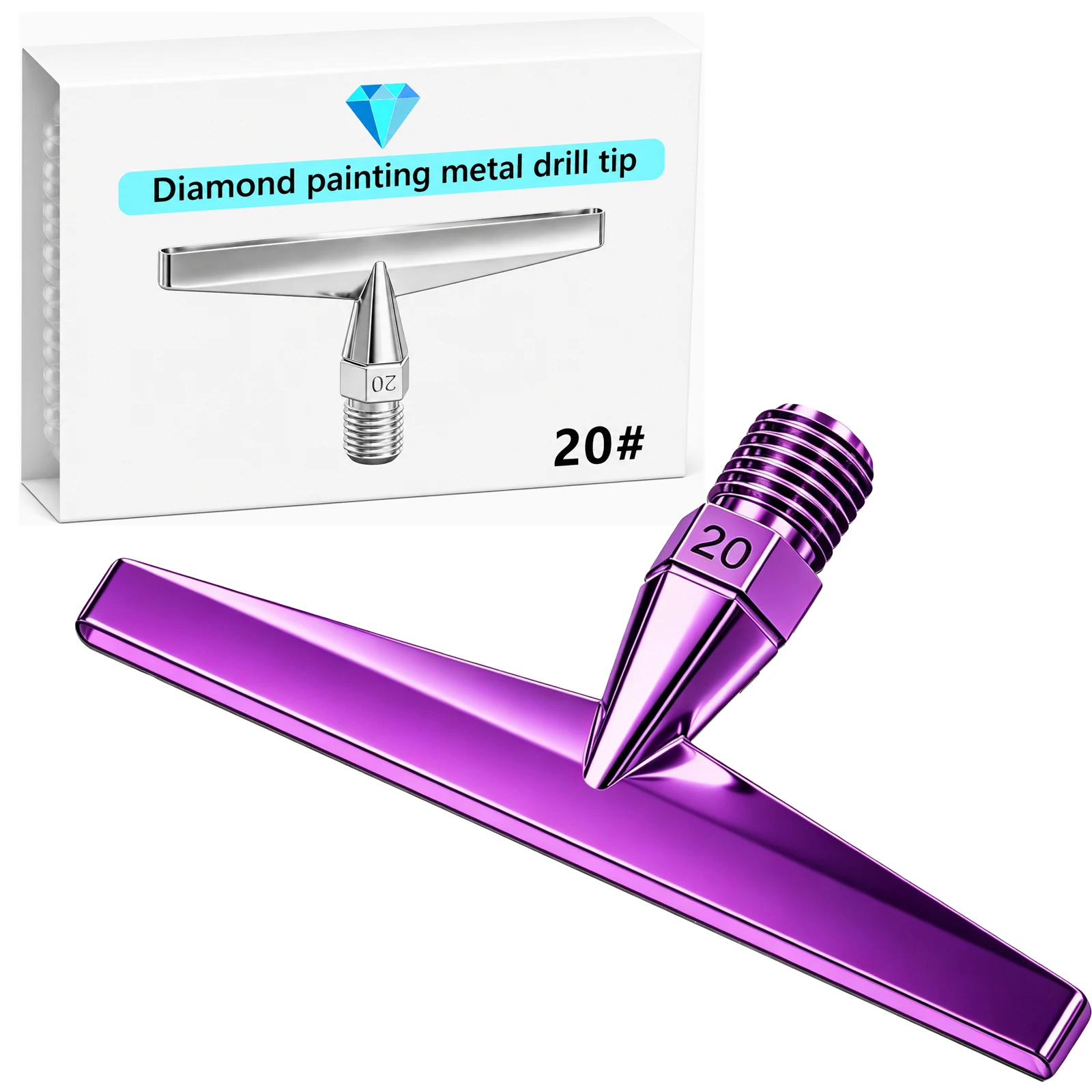 Diamond Painting Multi-Placer Drill Tip 20#/25#, Threaded Metal Wide Flat Replacement Head with Storage Box, Multi-Color Tools