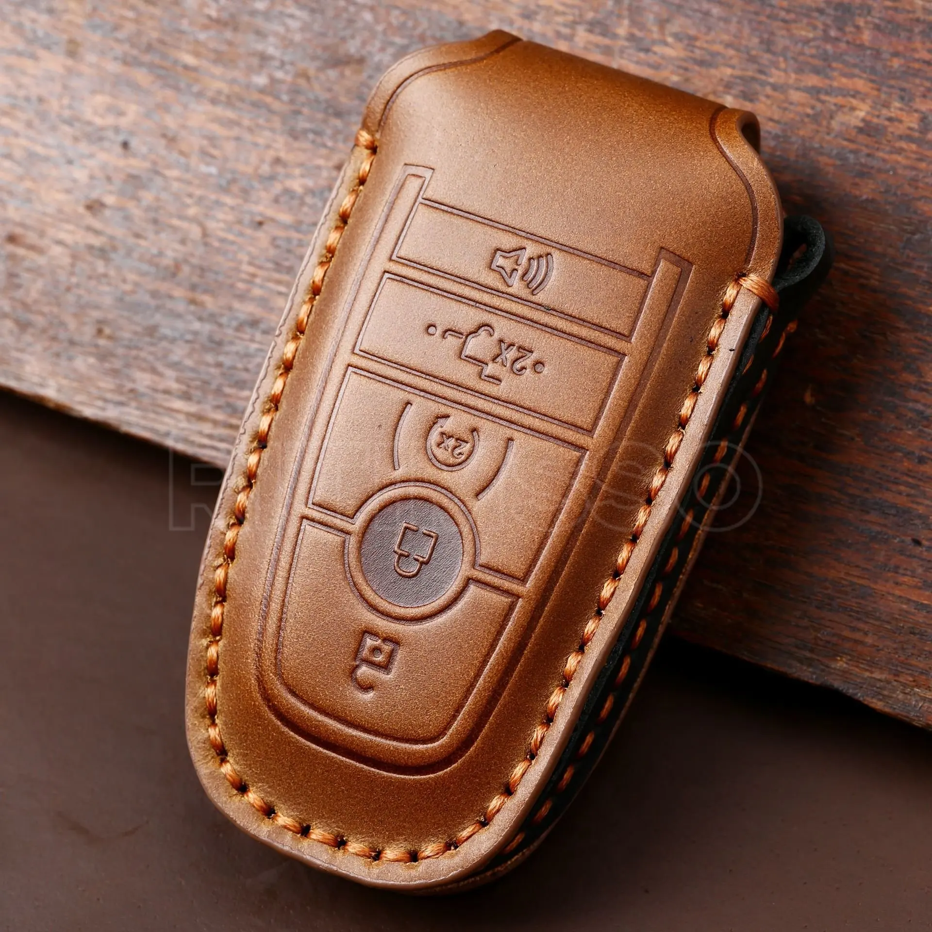 Leather Car Remote Key Case Cover For Ford Fusion Edge Mustang Explorer F150 F250 F350 Ecosport Protector Holder Shell Fob