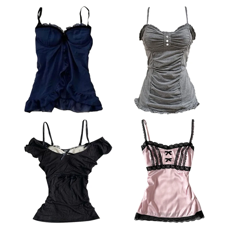 Y2K ريترو هاراجوكو المرأة بروتيل الأعلى مثير سليم شيك عادية المحاصيل الأعلى الجرونج الشرير الهيب هوب القوطية الجمالية ايمو الفتيات الشارع الشهير #1