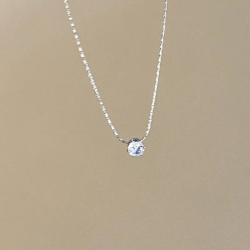 New Temperament Little Zircon Pendant Necklace for Women Classic Simple Gold Color Stainless Steel Chokers Jewelry Colorfast